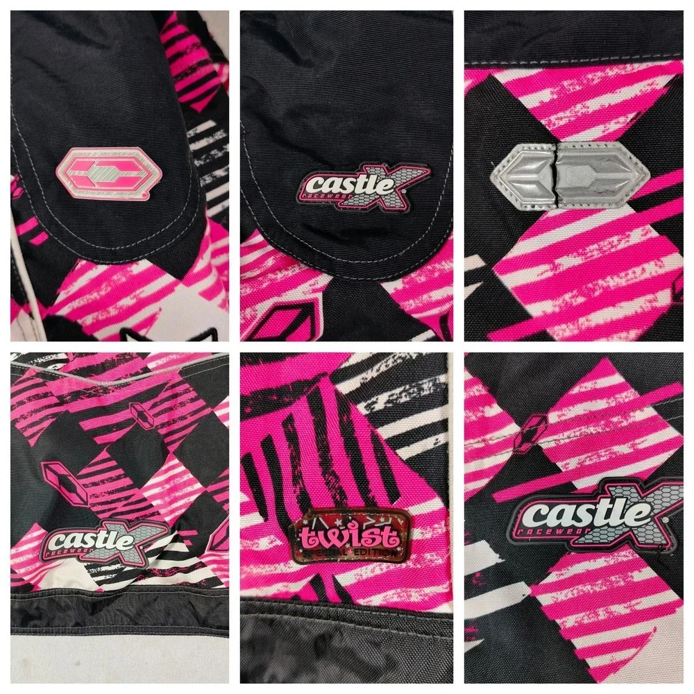 Castle X Jacket Girls XL Pink Black Geometric Insulated Ski Snow Winter Racewear